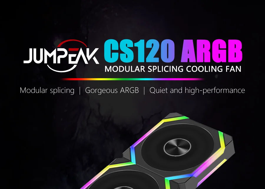 JUMPEAK CS120 ARGB ventilateur de refroidissement 360mm 240mm épissage empilable modulaire PWM silencieux 120mm RGB ventilateurs pour boîtier PC de jeu refroidisseur d'eau