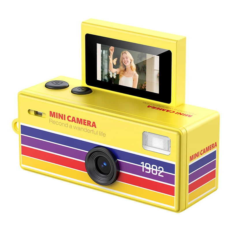 Mini caméra numérique CCD rétro avec flash, écran rotatif 1080P, petite caméra vidéo en forme de porte-clés pour cadeaux