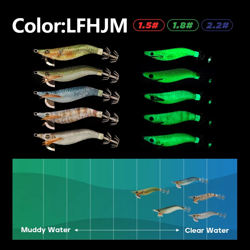 LETOYO Mini Leurre de Calmar — Tailles 1.5# 1.8# 2.2# Appat Squid