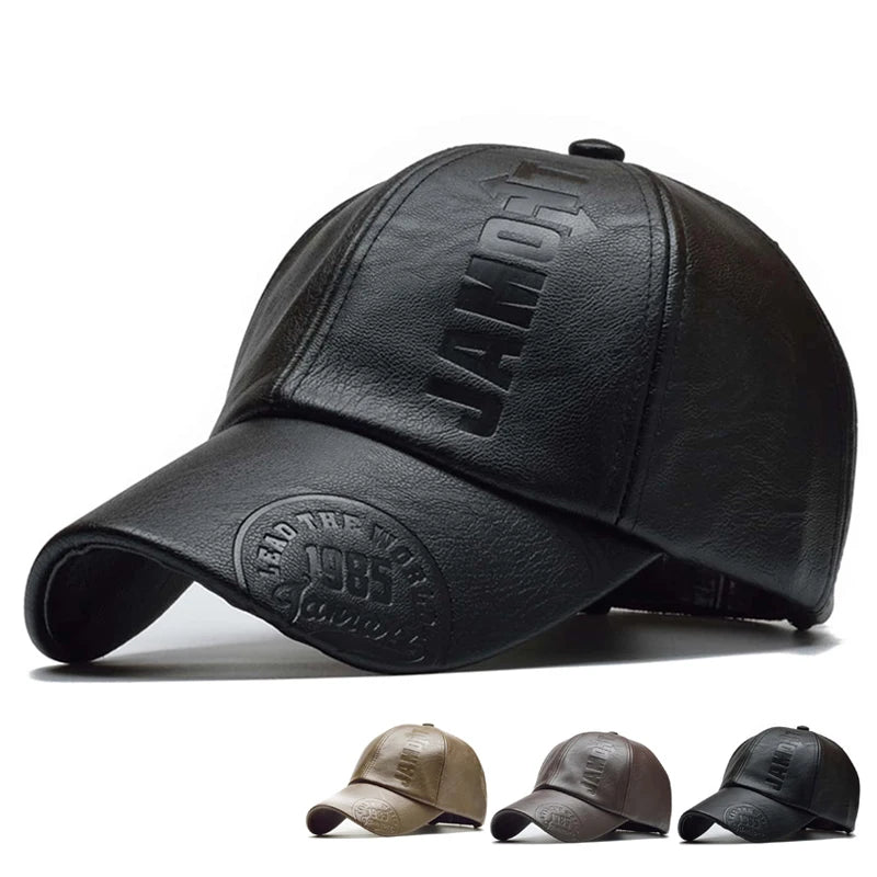 Gorra de béisbol ajustable de cuero PU para hombres, gorra de papá, sombreros parasol, gorras de camionero, sombreros cálidos de invierno, vintage, 6 A