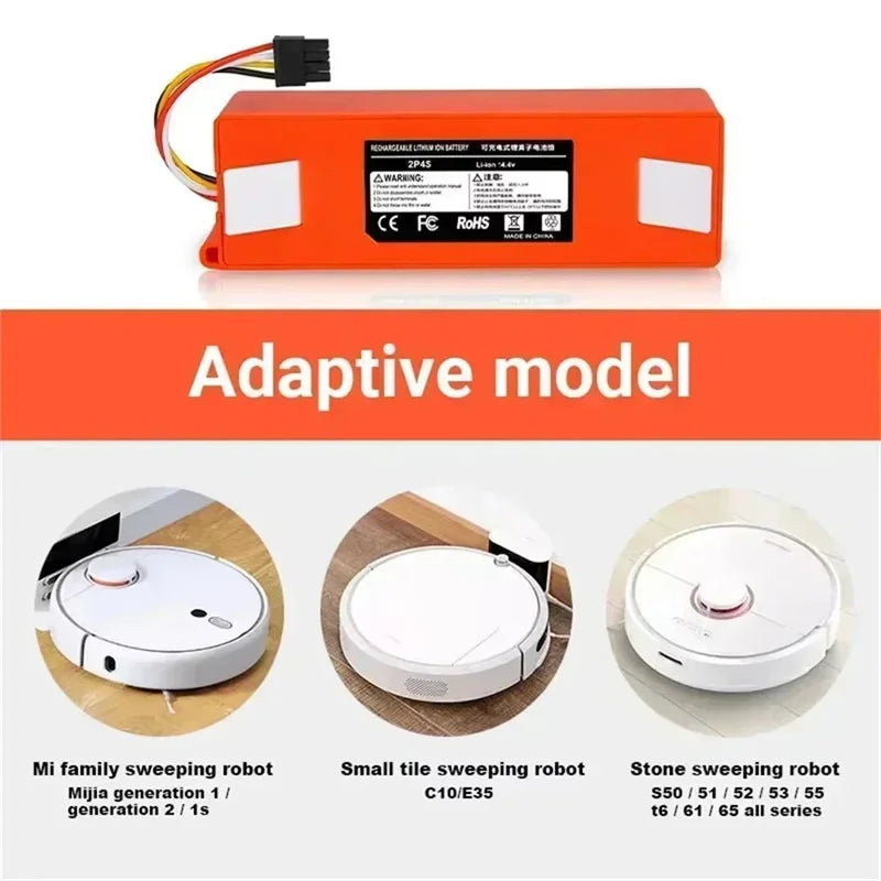 Batterie de remplacement pour aspirateur Robot Xiaomi Roborock S55 S60 S65 S50 S51 S5 MAX, pièces S6, 14.4V, 12800mAh