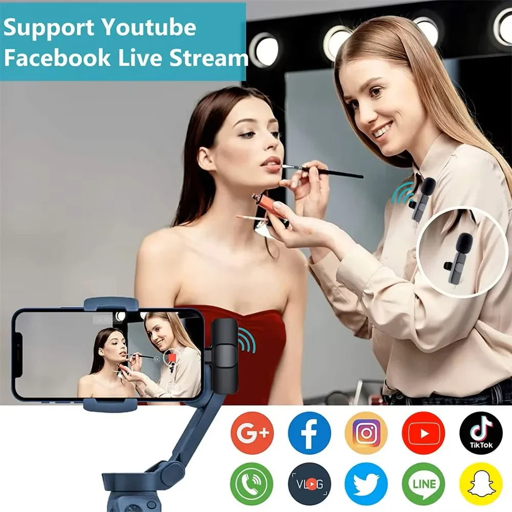 Micro Lavalier Sans Fil Portable — Diffusion en Direct, Enregistrement Audio/Vidéo, iPhone & Android