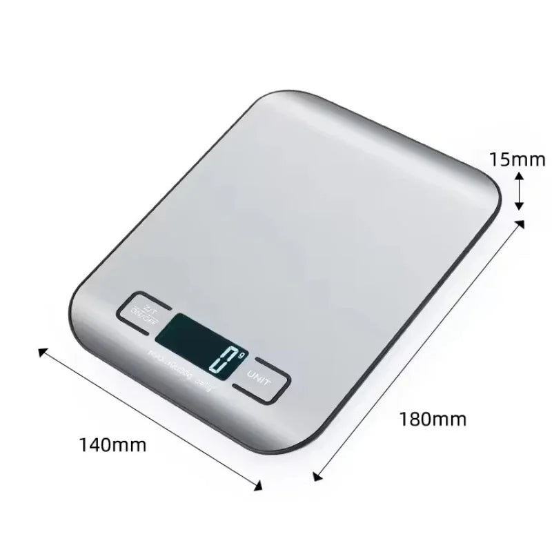 Balanza de cocina digital con pantalla LED de 5 kg/1 g de acero inoxidable, báscula de alimentos electrónica para joyas, aperitivos, hornear, herramientas de cocina