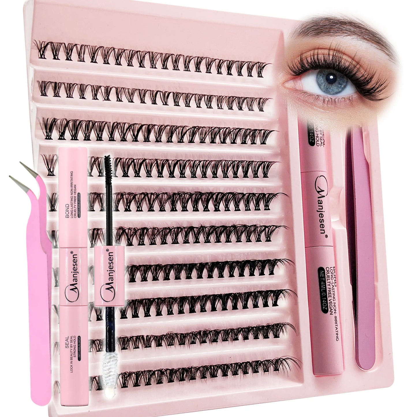 Kit de extensión de pestañas DIY, grupos de pestañas, unión y sellado de pestañas, herramientas de maquillaje para pegar pestañas, accesorios de pegamento, 200 piezas
