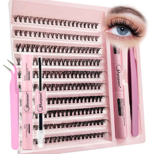 Kit d'extension de cils bricolage, grappes de cils, liaison et joint de cils, outils de maquillage pour coller les cils, accessoires de colle, 200 pièces