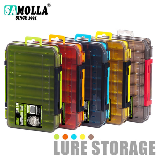 SAMOLLA Boîte à matériel compacte double face – Pêche simplifiée avec un organisateur durable et polyvalent pour leurres, hameçons, appâts