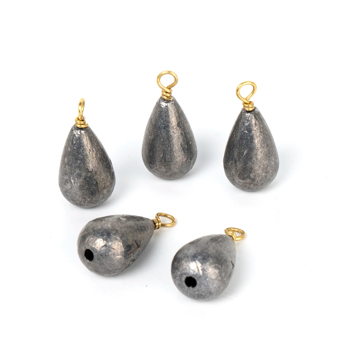 5 pièces de poids de pêche plombs poids de tir de chute avec émerillons en laiton poids de cloche de coulée pour bar poisson-chat matériel de pêche farfelu