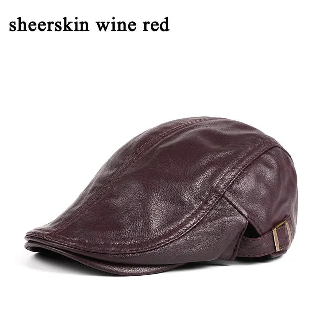 Béret en cuir véritable pour hommes, chapeaux fins pour hommes, casquette avant réglable, loisirs, bec de canard, golf, conducteur, 55-61 cm