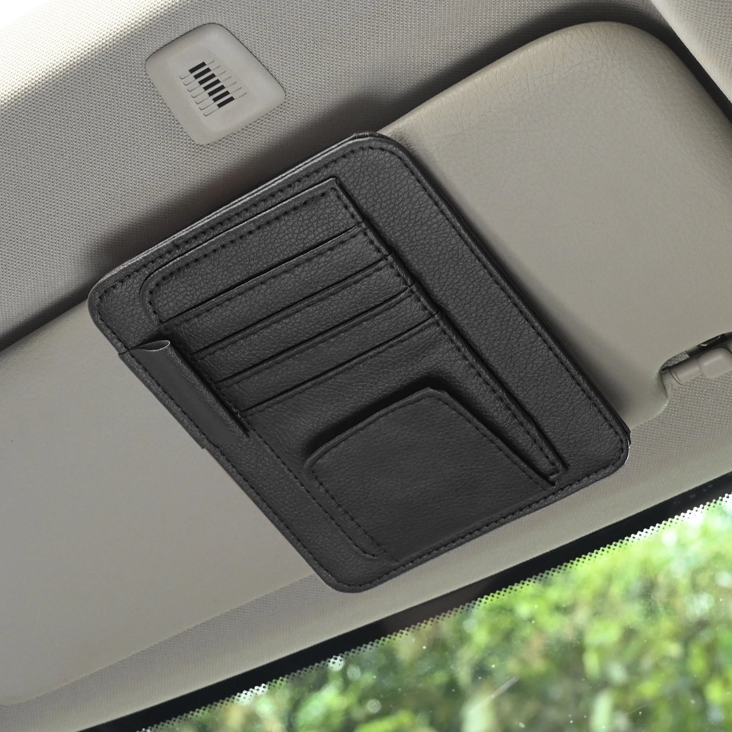 Organisateur Visière Voiture Multi-Poches — Porte-Cartes Lunettes Rangement Anti-Rayures