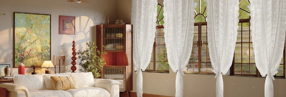 Rideaux transparents en dentelle brodée de fleurs blanches, en Voile de fenêtre de poche pour salon, chambre à coucher, décor de scène de mariage