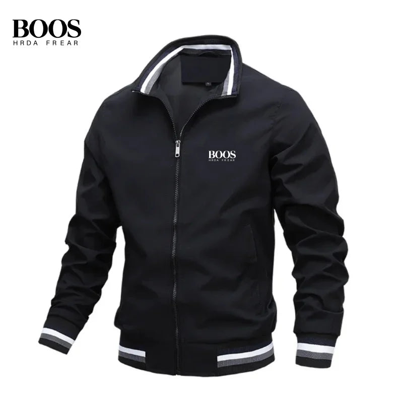 Veste zippée brodée pour hommes — baseball, sports plein air, décontracté, automne