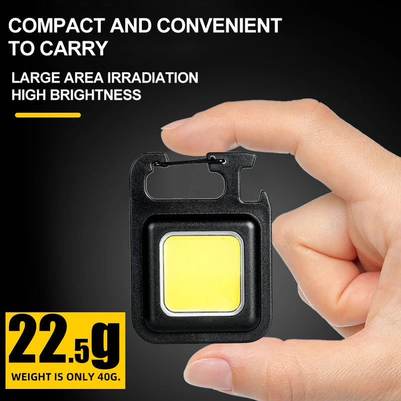 MINI linterna de llavero COB superbrillante, lámpara de carga, luces de camping con imán, 3 modos de iluminación para camping y hogar
