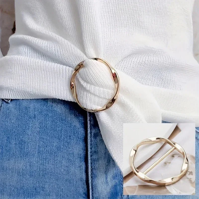Pince Boucle Métal Cercle T-Shirt 5 Pièces — Châle Cravate Broche Polyvalent