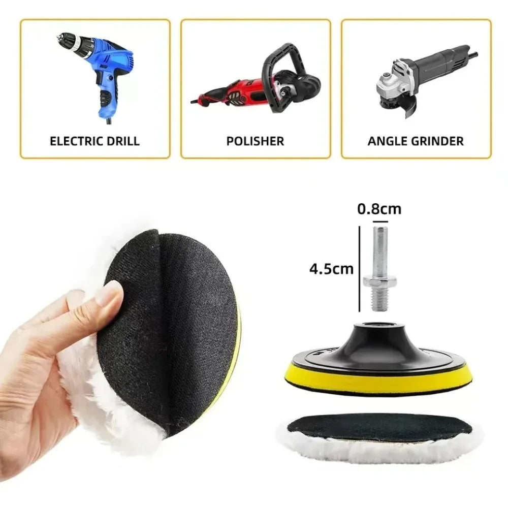 Kit de Polissage Voiture 5 Pièces — Disques Laine & Mousse Correction Peinture