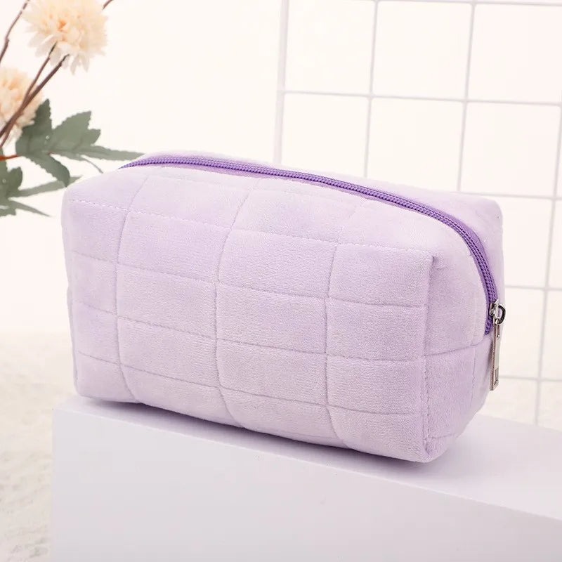Pochette Cosmétiques en Peluche Douce — Organisateur Voyage Couleur Unie Femme