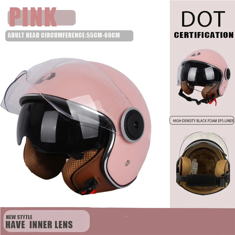 Casque Moto Ouvert Vintage Rétro DOT 3/4 — Cruiser Homme Femme
