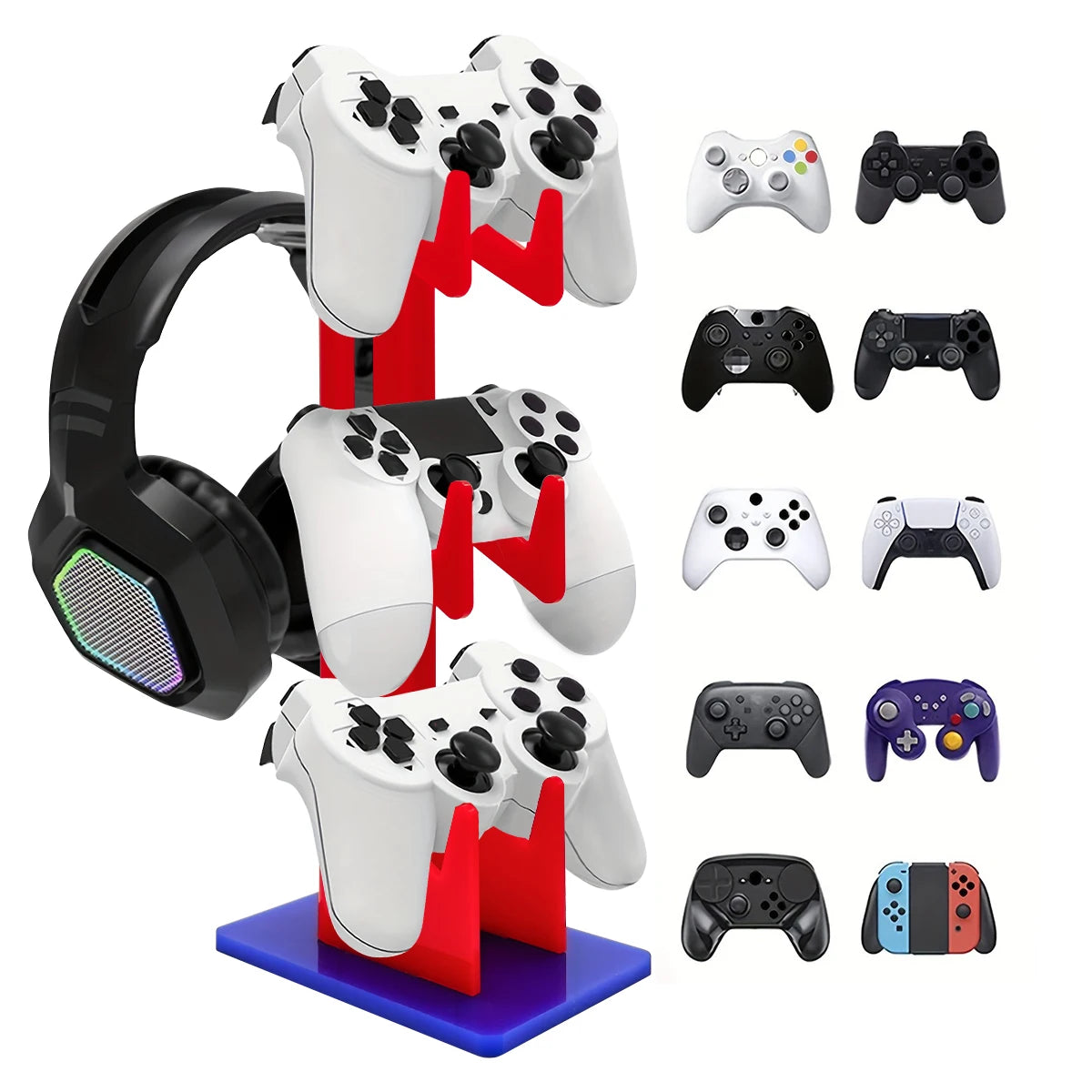 Universal 3-Layer Controller Stand, Sauna Phone Holder, Gaming Accessories for PS5, PS4 Storage Stand, Black, White, Transparent