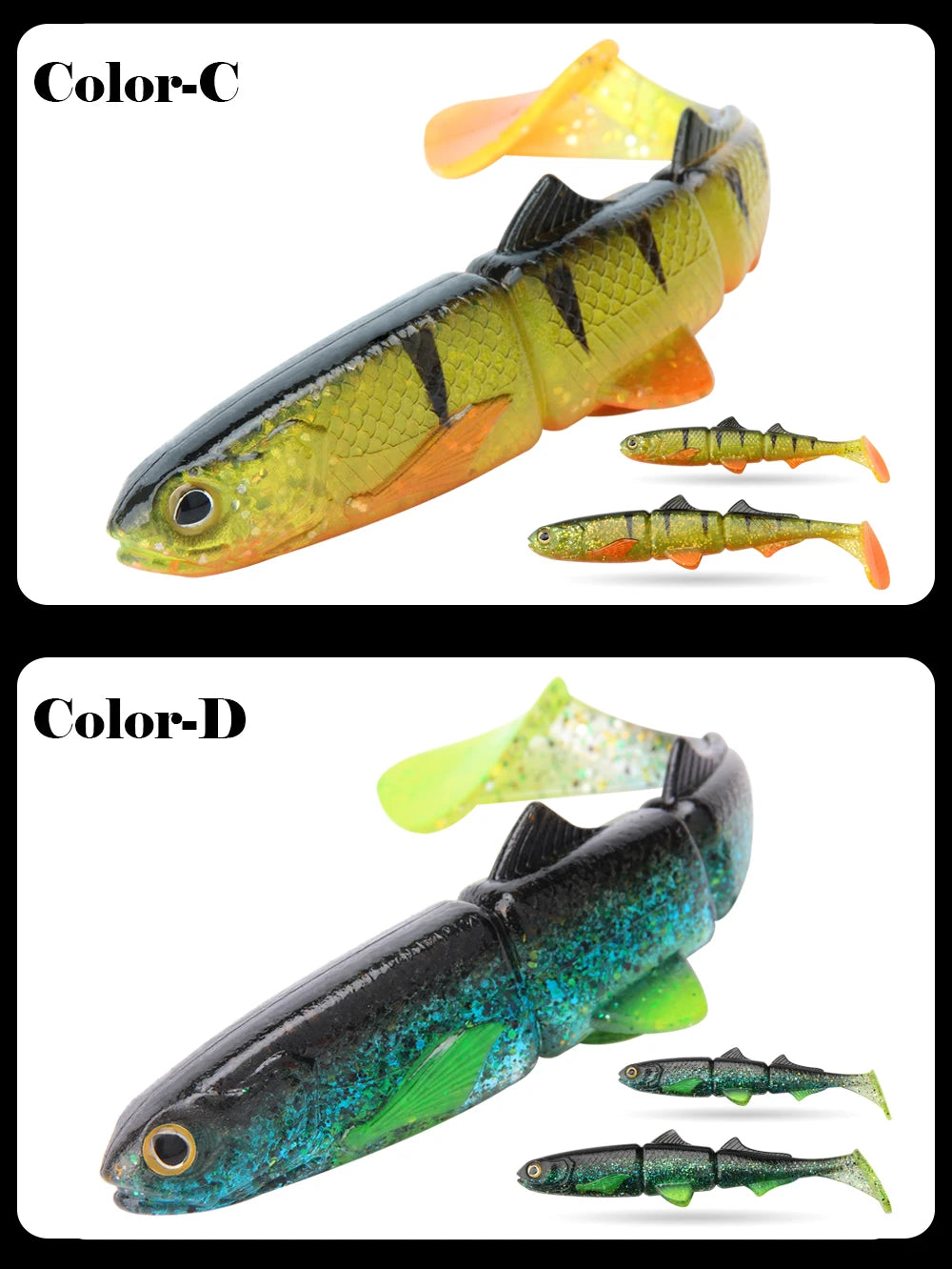 Spinpoler Paddle Tail Swimbait Shad brochet leurre de pêche 16 cm 22 cm appât souple 3 sections articulé Wobbler perche Zander attirail