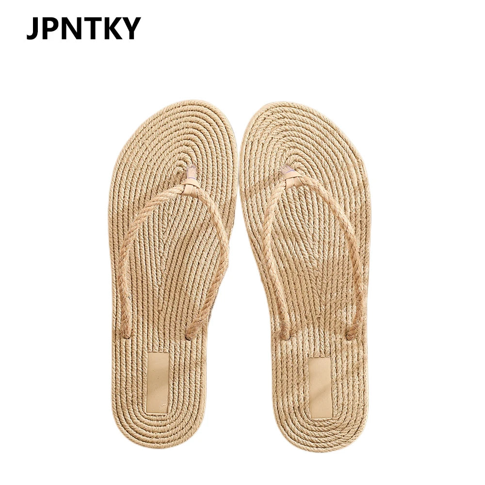 2025 Women Indoor Flat Shoes Slippers Linen Home Slippers Comfortable Lady Slipper Beach Slide Shoes for Women