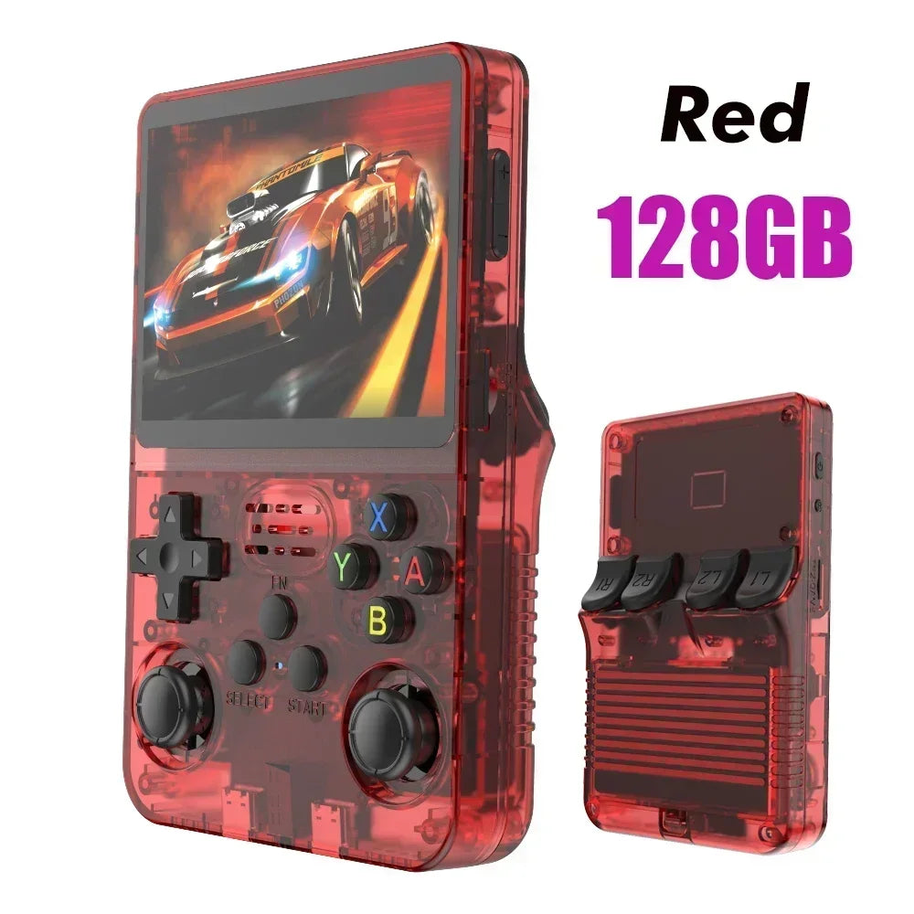 Nuevo sistema de consola de videojuegos portátil retro R36S, pantalla IPS de 3.5 pulgadas, reproductor de vídeo portátil de bolsillo, 128 GB, más de 20000 juegos, regalos para niños