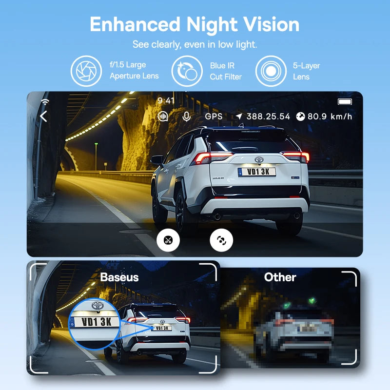 Baseus 3K Dash Cam VD1 cámara delantera y trasera HD GPS integrado Galileo supercondensador coche DVR cámara de coche grabadora Soporte de estacionamiento 24H