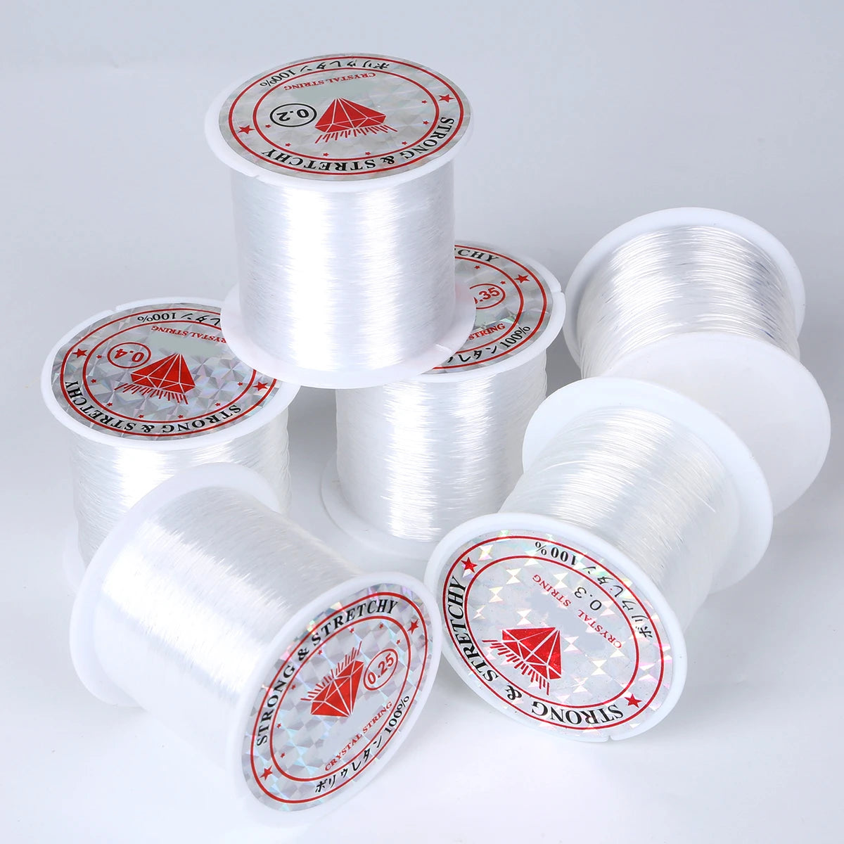 0.2/0.25/0.3/0.35/0.4/0.45/0.5/0.6mm 1 rouleau de fil de ligne de poisson clair Non extensible solide chaîne en Nylon cordon de perles fil bijoux bricolage