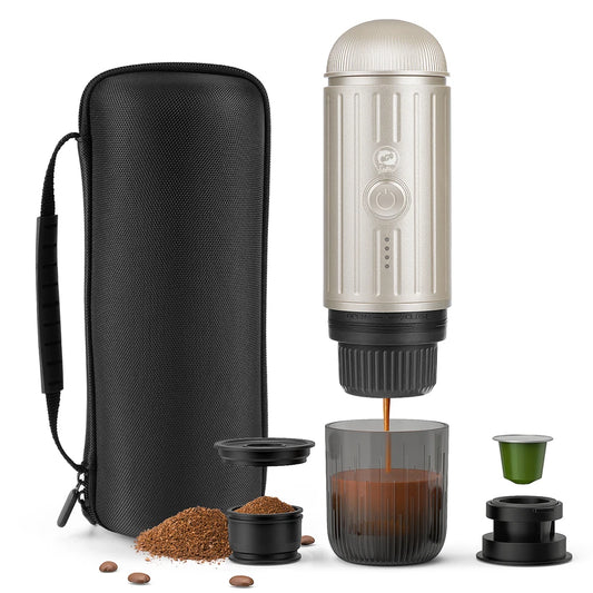 Portable Electric Espresso Machine, 19 Bar, Automatic Heating, Compatible with Nespresso Capsules Pods, Ground Coffee