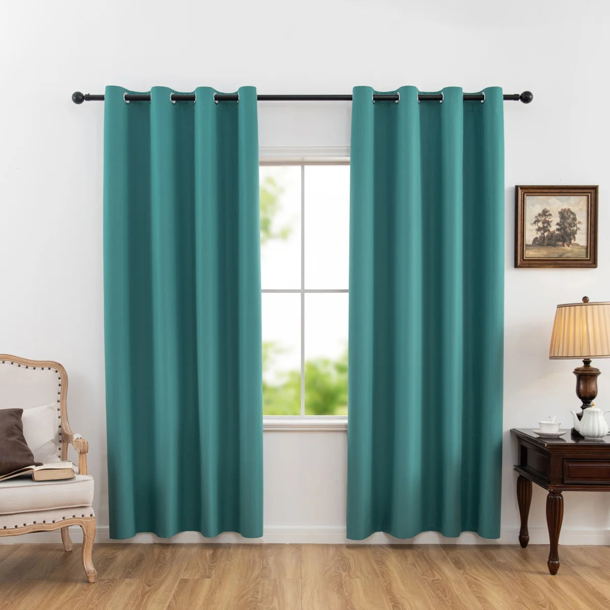 Rideaux occultants 100% solides avec œillets, rideaux de confidentialité totale pour chambre à coucher, beaux rideaux pour salon, 1 pièce