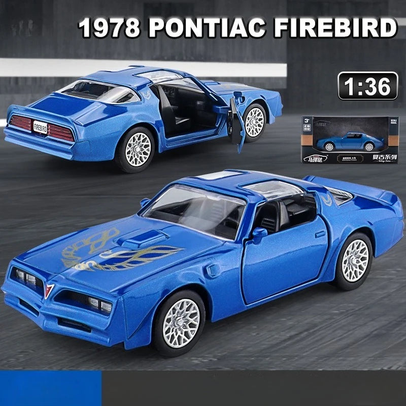 Simulación 1:36 Pontiac Firebird aleación coche deportivo modelo fundido a presión vehículos de juguete de metal para niños colección de coches en miniatura