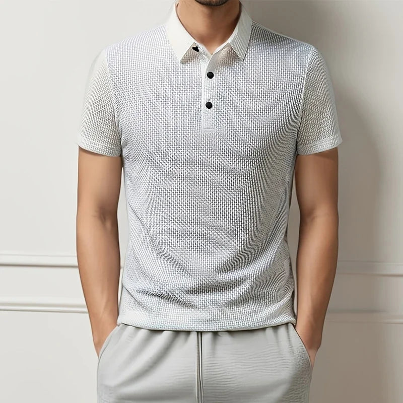 Polo Affaires Fleur d’Os Couleur Unie Homme — Respirant Confortable Été