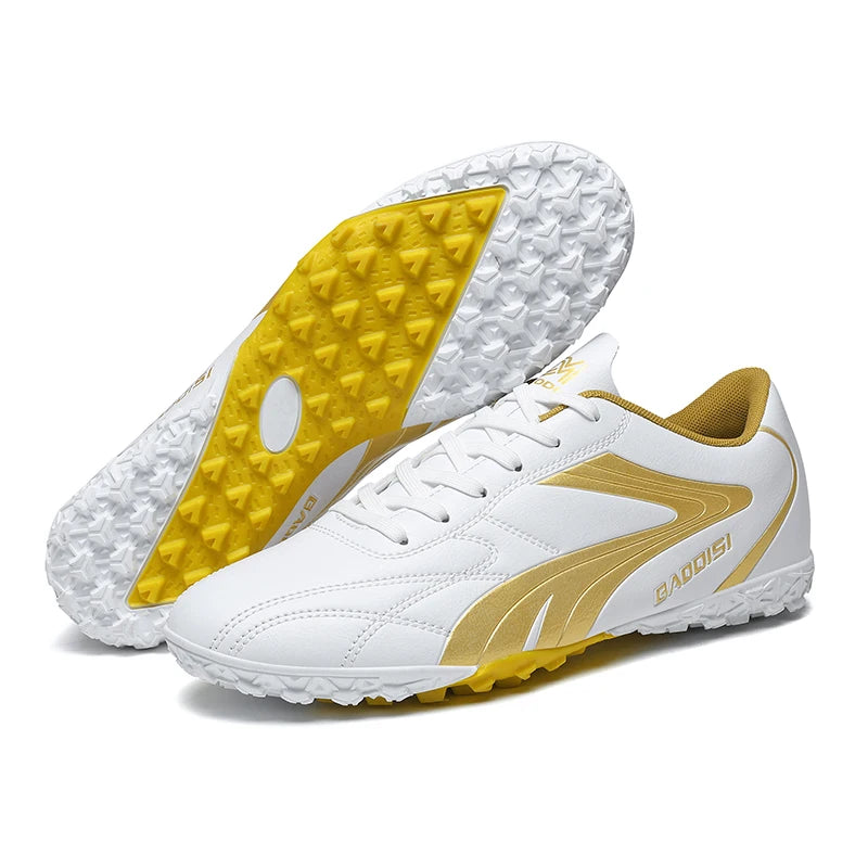 Chaussures de Football FG Homme Cuir Verni Basses Ultra-légères — Crampons Longs, Professionnel EU 31–48