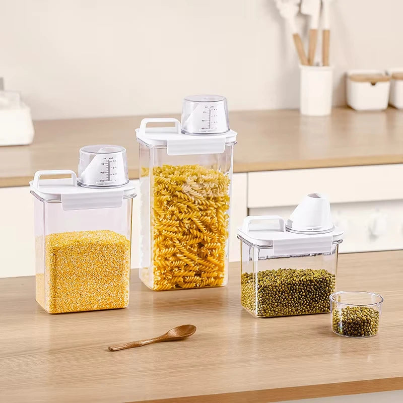 Airtight Laundry Detergent Dispenser, Powder Storage Box, Transparent Washing Powder Liquid Container with Lids, Jar