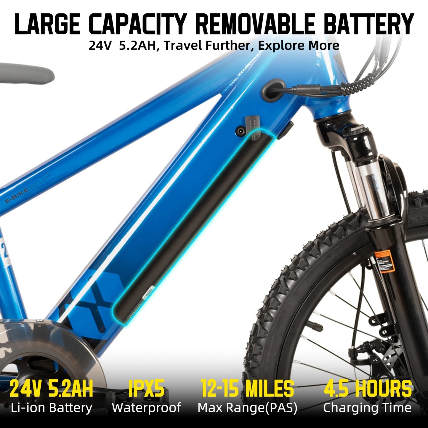 Vélo Électrique Enfants & Adolescents — Moteur 250W 15 mph 15 Miles VTT Sécurisé