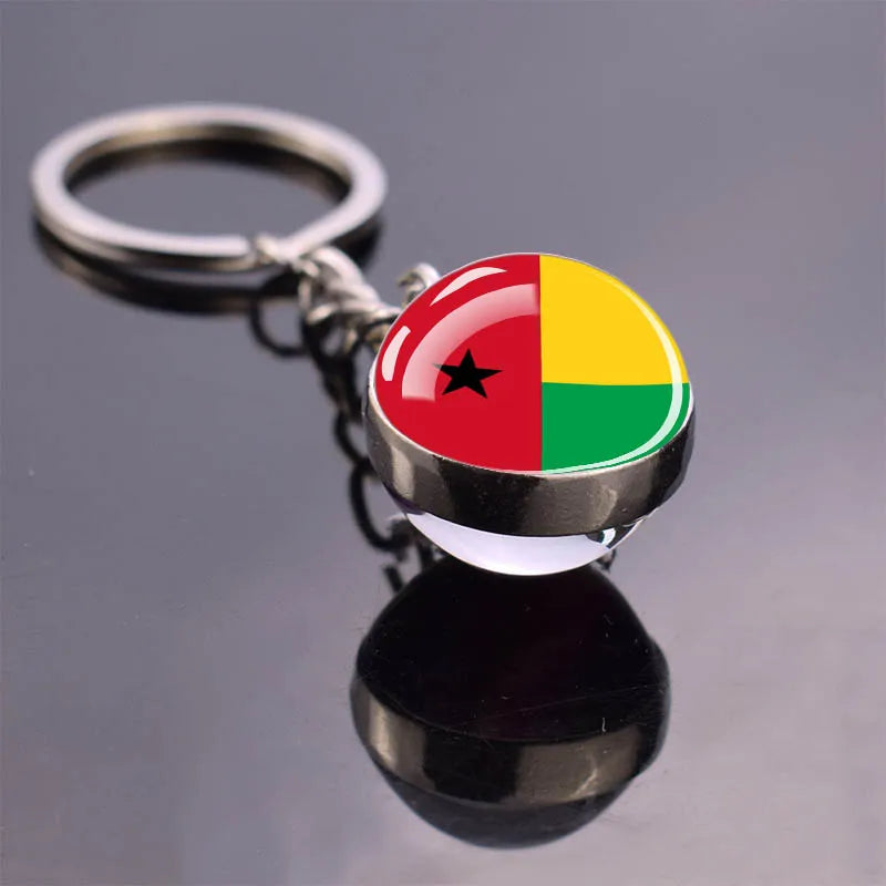 African Flag Keychain, Algeria, Somalia, Tunisia, Morocco, Egypt, National Flag, Double-sided Glass Ball Pendant, Gift