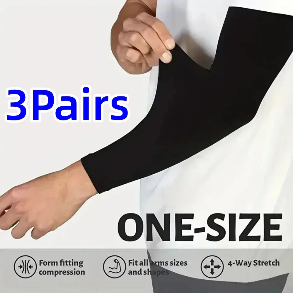 3 Pairs UV Sun Protection Arm Sleeves – Breathable Protection, Suitable for Driving, Sports, Hiking, and Outdoor Summer Activities
