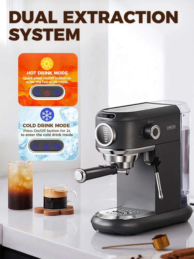 Machine à expresso pour cappuccino semi-automatique en acier inoxydable — dosette ESE, vapeur, chaud et froid