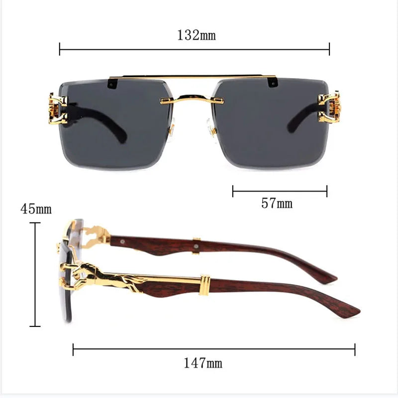 Lunettes de soleil carrées sans bords pour femmes et hommes — vintage, mode, 2024