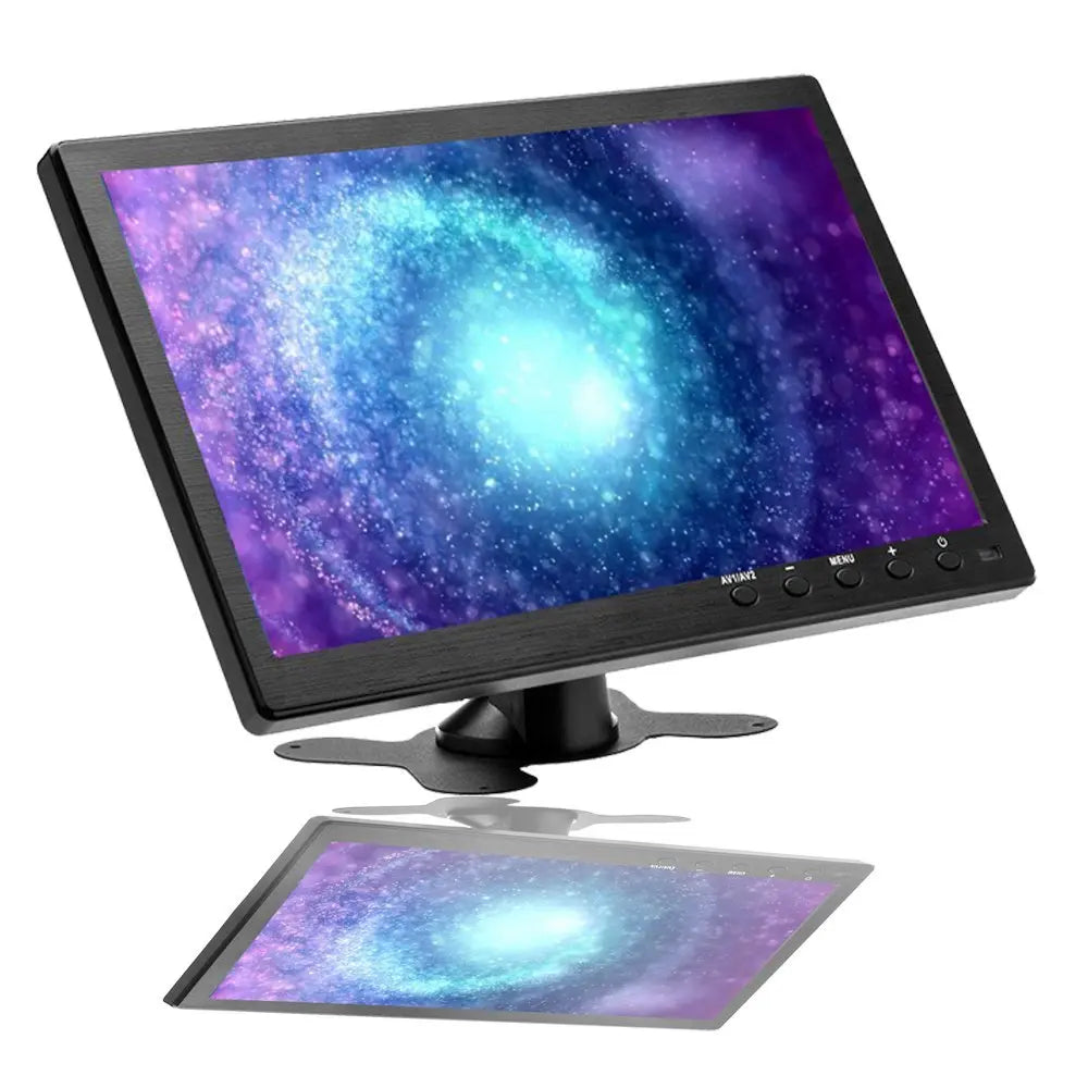 Podofo Monitor de coche LCD HD de 10.1" 1024*600, mini TV, monitor LCD de pantalla digital con HDMI/VGA/AV/USB/SD/TV/reproductor de DVD para vigilancia