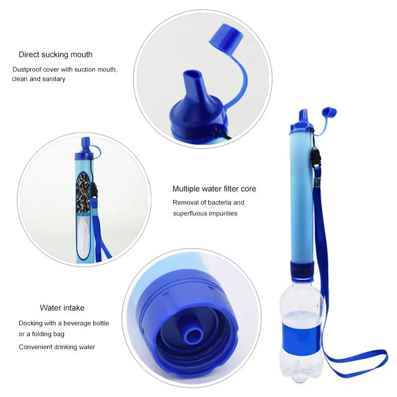 Mini filtre à eau en plein air, paille de Purification de Camping, purificateur d'eau Portable de randonnée pour la survie ou les fournitures d'urgence