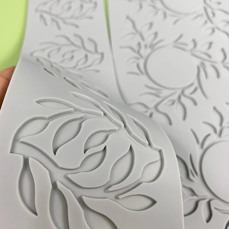 Anneau circulaire en forme de feuille, tampon en dentelle à retournement du sucre, Branches d'arbre, légumes, décoration alimentaire occidentale, Cuisine moléculaire, moule de cuisson en Silicone