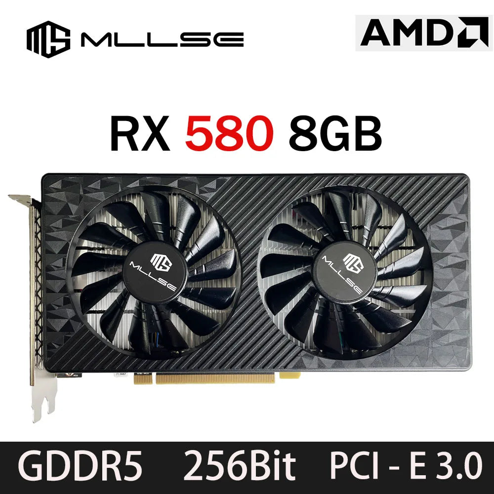 MLLSE AMD RX 580 8GB 2048SP carte graphique De jeu GDDR5 256Bit PCI-E 3.0 × 16 8Pin Radeon GPU Rx 580 carte vidéo Placa De vidéo