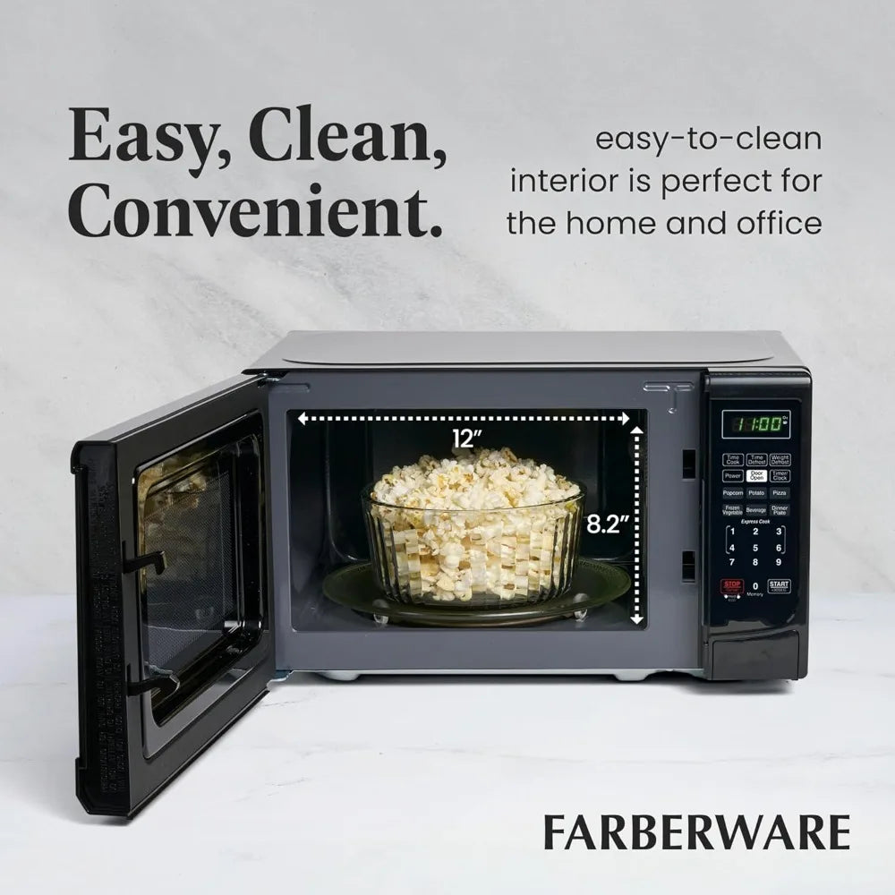 0,7 Cu. Four à micro-ondes de comptoir Ft. – Puissance de 700 watts, programmes de cuisson automatiques, fonction de dégivrage, nettoyage facile et verrouillage de sécurité pour enfants - Noir