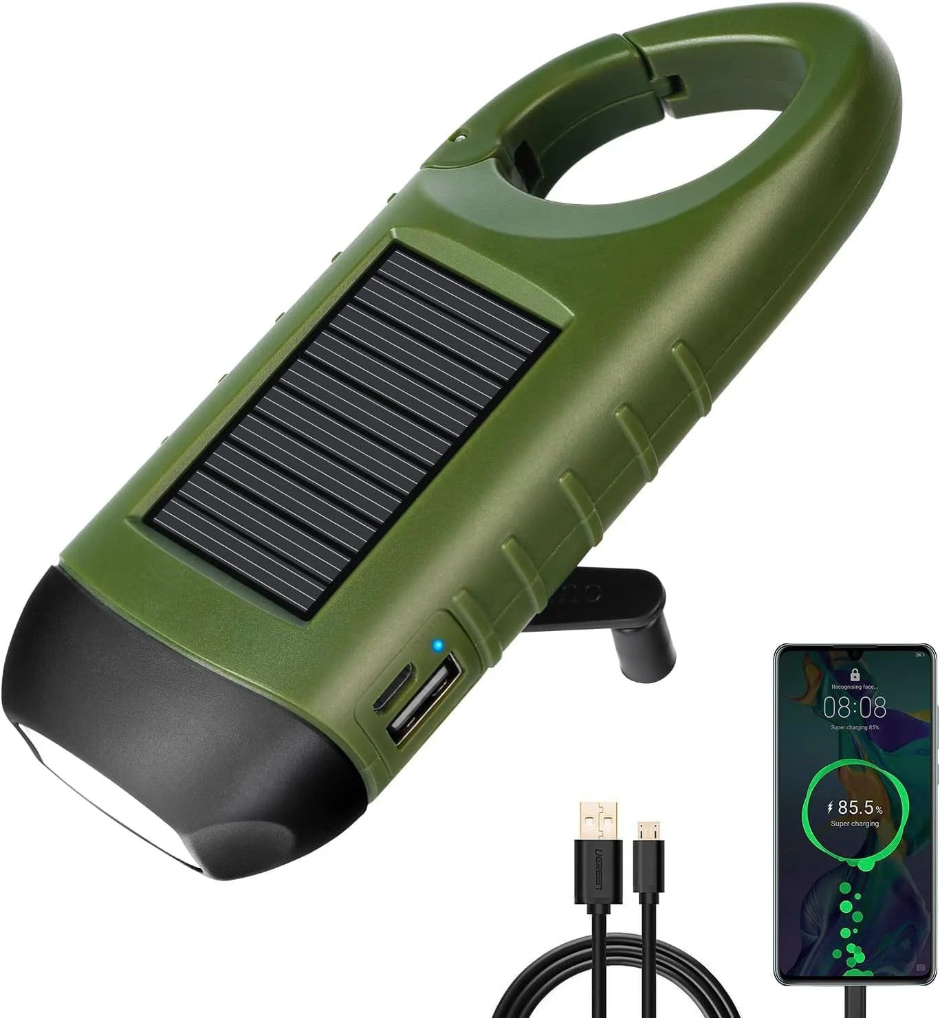 Lampe de poche LED à manivelle, équipement de survie Rechargeable à énergie solaire, torche de charge auto-alimentée, Dynamo pour pêche, bateau, randonnée