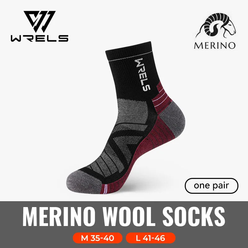 WRELS 1/2/3 paires chaussettes en laine mérinos thermique chaud hiver haute élastique épais chaussettes de randonnée Absorption d'humidité chaussettes de sport en laine