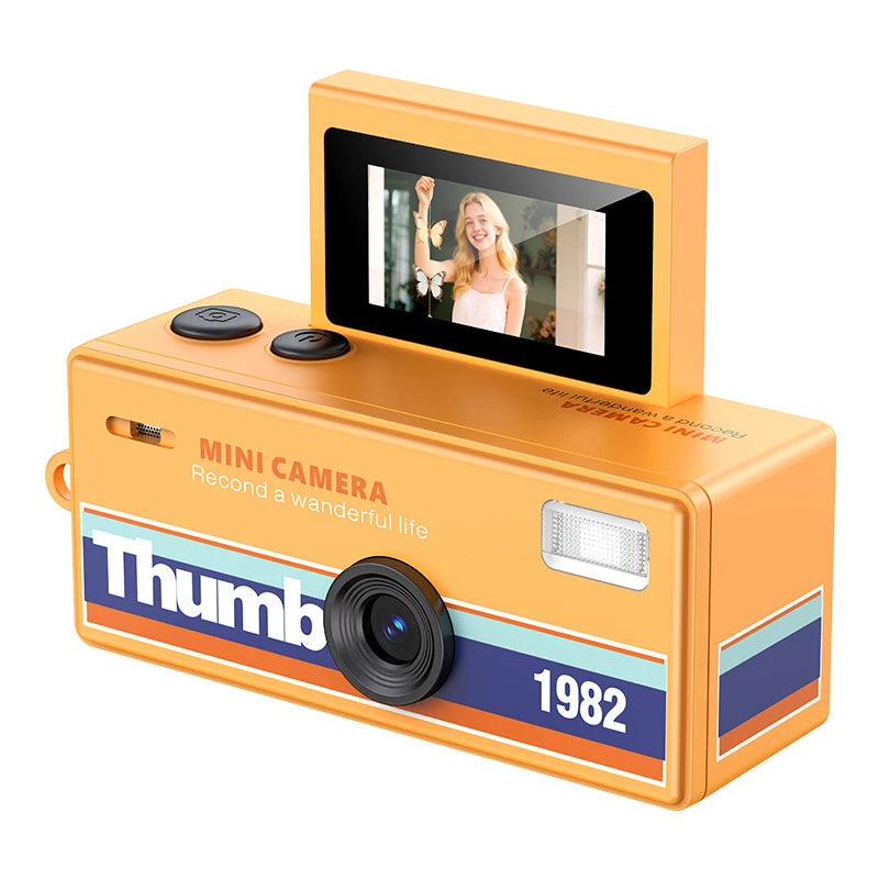Mini caméra numérique CCD rétro avec flash, écran rotatif 1080P, petite caméra vidéo en forme de porte-clés pour cadeaux