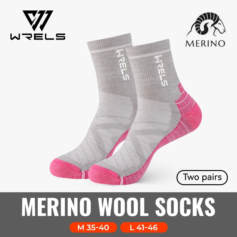 WRELS 1/2/3 paires chaussettes en laine mérinos thermique chaud hiver haute élastique épais chaussettes de randonnée Absorption d'humidité chaussettes de sport en laine