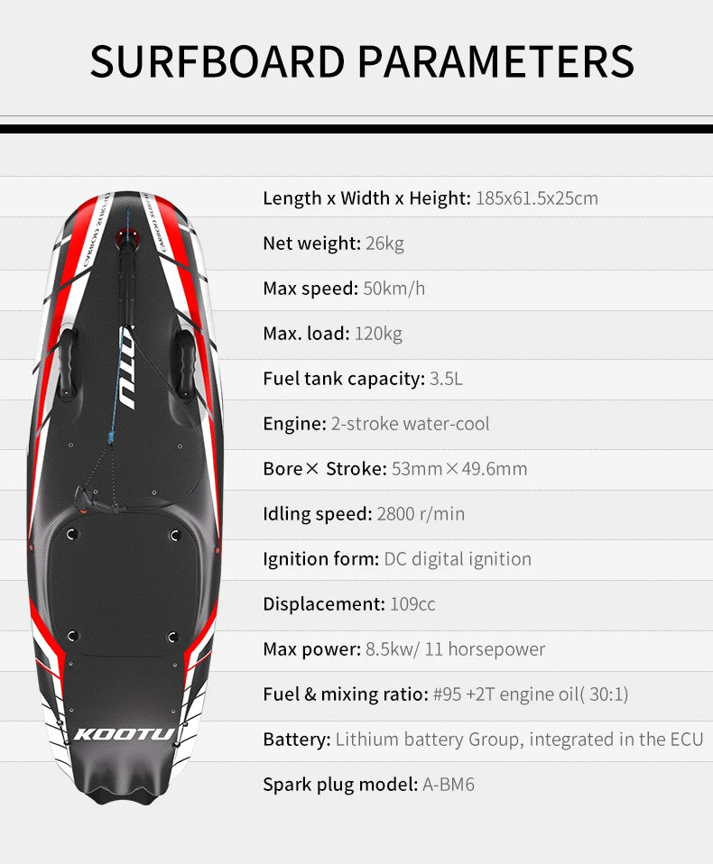 Full Carbon Fiber Jet Surfboards Fuel Powered Jet Surfboards Electric Water Surfboards 109cc