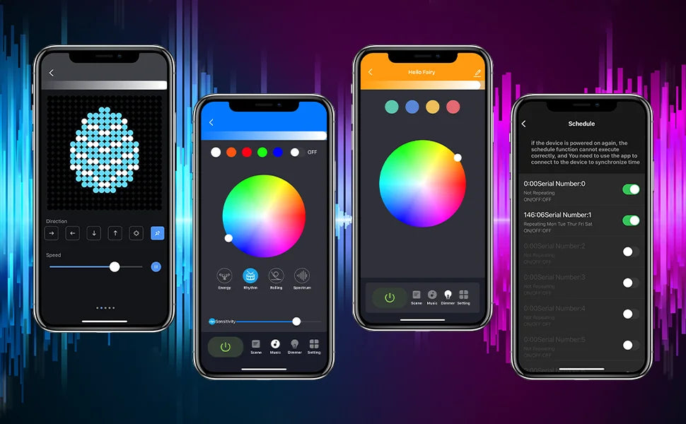 Rideau lumineux Led intelligent, guirlande du nouvel an, guirlande lumineuse féerique RGB, affichage du changement de musique, pour fenêtre, décoration de salle de noël