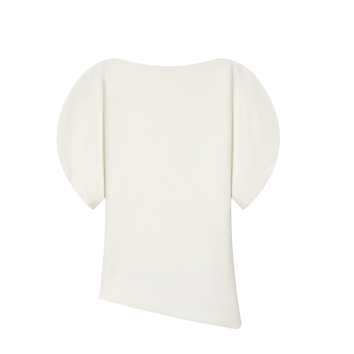 T-shirt femme noir à manches bouffantes — col rond, décontracté, printemps-été 2026