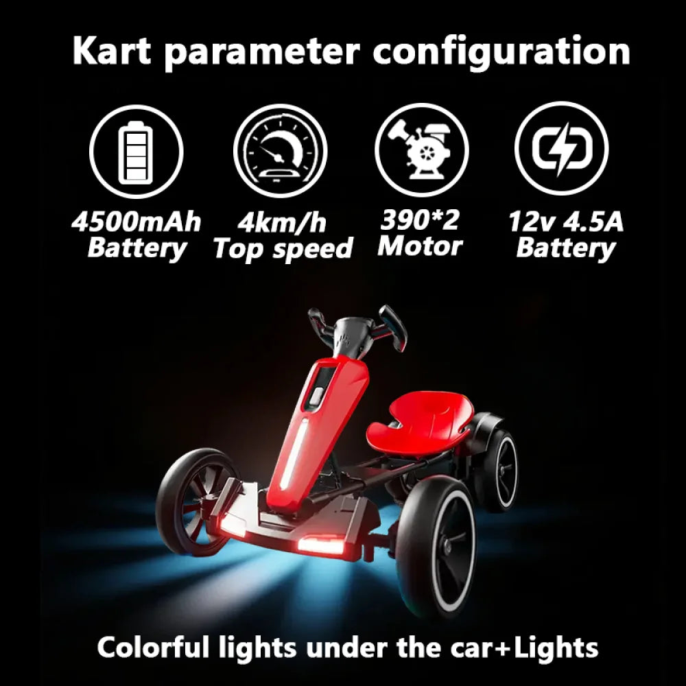 Go Kart Électrique À Pédale Enfants 12V — Dossier Siège Réglable 4 Roues Extérieur
